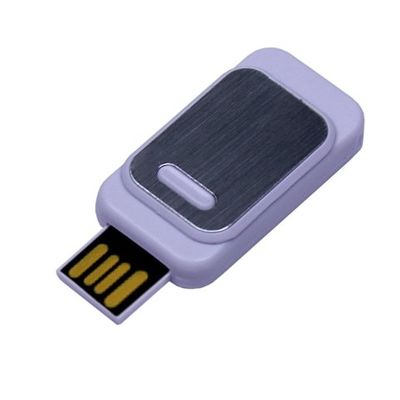 USB-флешка промо на 64 ГБ прямоугольной формы, выдвижной механизм, белый