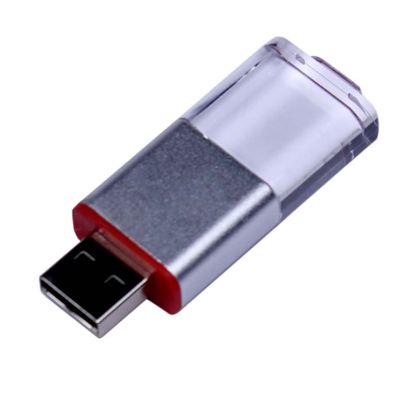 USB-флешка промо на 32 Гб прямоугольной формы, выдвижной механизм, красный