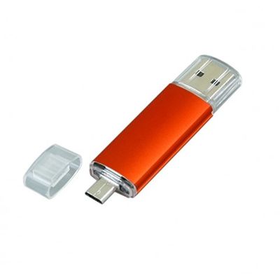 USB-флешка на 32 Гб.c дополнительным разъемом Micro USB, оранжевый