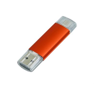 USB-флешка на 32 Гб.c дополнительным разъемом Micro USB, оранжевый