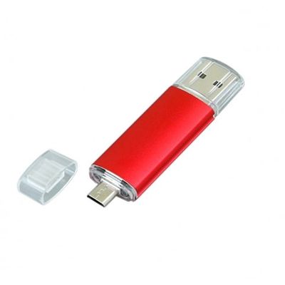 USB-флешка на 32 Гб.c дополнительным разъемом Micro USB, красный