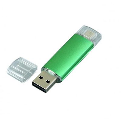 USB-флешка на 32 Гб.c дополнительным разъемом Micro USB, зеленый