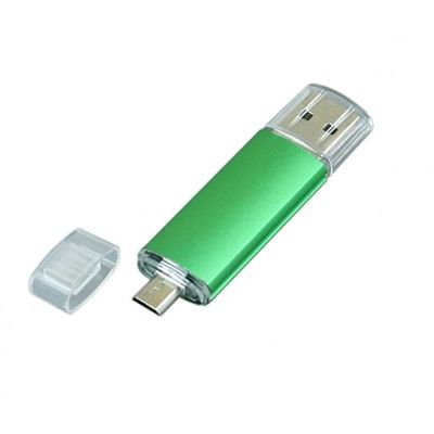 USB-флешка на 32 Гб.c дополнительным разъемом Micro USB, зеленый