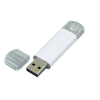 USB-флешка на 64 ГБ.c дополнительным разъемом Micro USB, белый