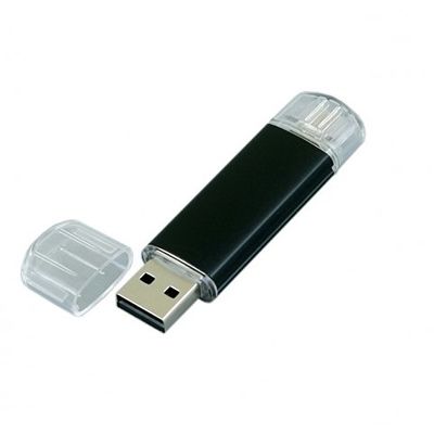 USB-флешка на 64 ГБ.c дополнительным разъемом Micro USB, черный