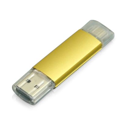 USB-флешка на 64 ГБ.c дополнительным разъемом Micro USB, золотой