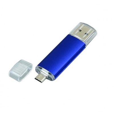 USB-флешка на 64 ГБ.c дополнительным разъемом Micro USB, синий