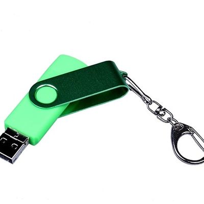 USB-флешка на 16 Гб 3 в 1 поворотный механизм, c двумя дополнительными разъемами MicroUSB и TypeC C с одноцветным металлическим клипом, зеленый