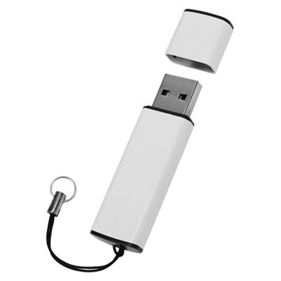 Флеш-карта USB 2.0 16 Gb металлическая с колпачком Borgir, белый