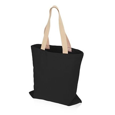 Сумка для шопинга Steady из хлопка с парусиновыми ручками, 260 г/м2, черный