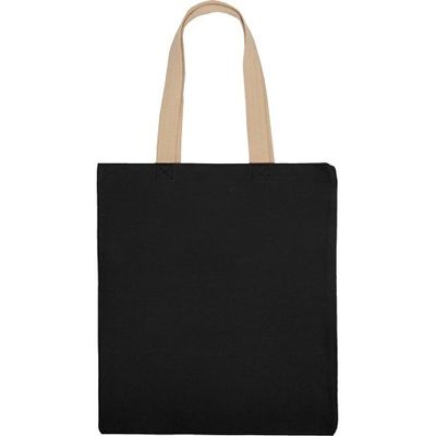 Сумка для шопинга Steady из хлопка с парусиновыми ручками, 260 г/м2, черный