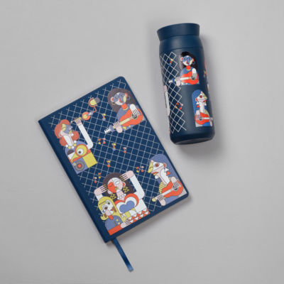 Ежедневник Спарк (Spark) недатированный, синий (с упаковкой, со стикерами)