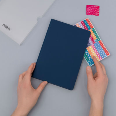 Ежедневник Спарк (Spark) недатированный, синий (с упаковкой, со стикерами)