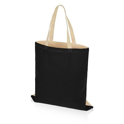Сумка для шопинга Twin двухцветная из хлопка, 180 г/м2, черный/натуальный