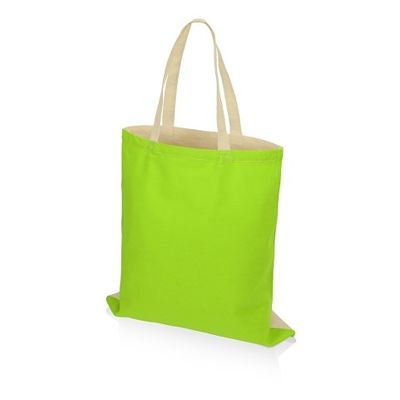 Сумка для шопинга Twin двухцветная из хлопка, 180 г/м2, зеленое яблоко/натуральный
