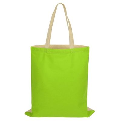 Сумка для шопинга Twin двухцветная из хлопка, 180 г/м2, зеленое яблоко/натуральный