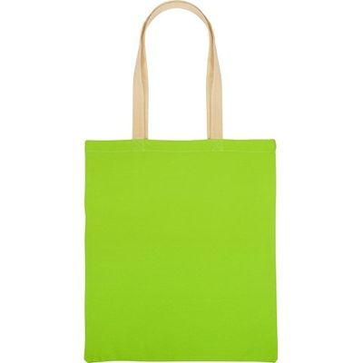 Сумка для шопинга Twin двухцветная из хлопка, 180 г/м2, зеленое яблоко/натуральный