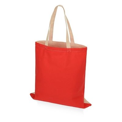 Сумка для шопинга Twin двухцветная из хлопка, 180 г/м2, красный/натуральный