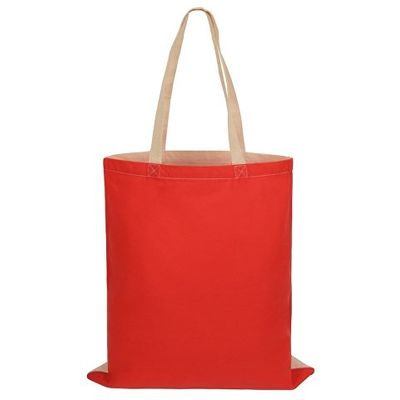 Сумка для шопинга Twin двухцветная из хлопка, 180 г/м2, красный/натуральный