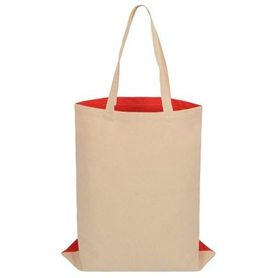 Сумка для шопинга Twin двухцветная из хлопка, 180 г/м2, красный/натуральный