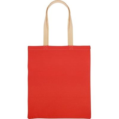 Сумка для шопинга Twin двухцветная из хлопка, 180 г/м2, красный/натуральный