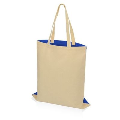 Сумка для шопинга Twin двухцветная из хлопка, 180 г/м2, синий/натуральный