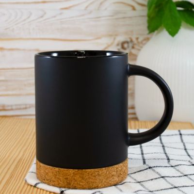 Кружка с пробковой подставкой Corky, черная