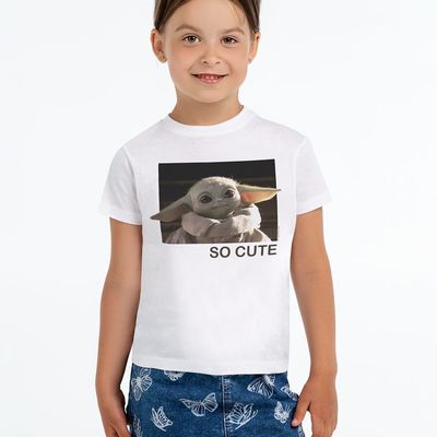 Футболка детская Baby Yoda, белая