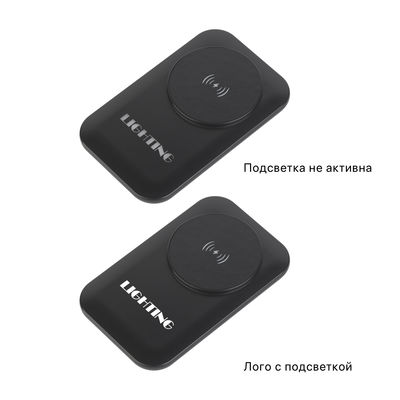 Настольное беспроводное зарядное устройство "Moonlight" c подсветкой логотипа, цвет черный