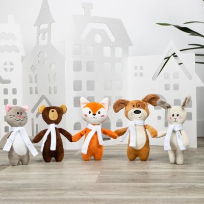 Мягкая игрушка Beastie Toys, мишка с белым шарфом