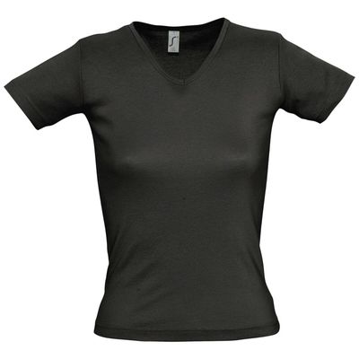 Футболка женская Lady 220 с V-обр. вырезом, черная, размер XL