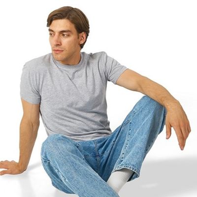 Футболка HD Fit короткий рукав с эластаном, мужская, серый меланж