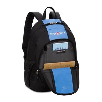 Рюкзак SWISSGEAR, чёрный/голубой, полиэстер, 32х14х45 см, 20 л