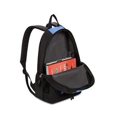 Рюкзак SWISSGEAR, чёрный/голубой, полиэстер, 32х14х45 см, 20 л