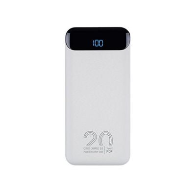 RIVACASE VA2580 (20 000mAh), QC/PD 20W внешний аккумулятор с дисплеем, белый /24