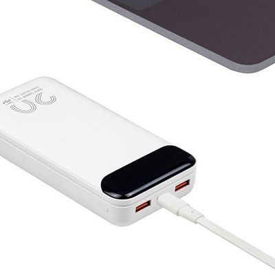 RIVACASE VA2580 (20 000mAh), QC/PD 20W внешний аккумулятор с дисплеем, белый /24