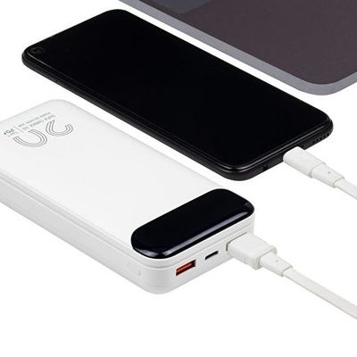 RIVACASE VA2580 (20 000mAh), QC/PD 20W внешний аккумулятор с дисплеем, белый /24