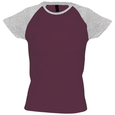 Футболка женская Milky 150, бордовая с серым меланжем, размер S