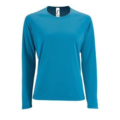 Футболка с длинным рукавом Sporty LSL Women ярко-бирюзовая, размер S