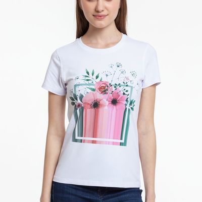 Футболка женская Bloom, белая, размер S