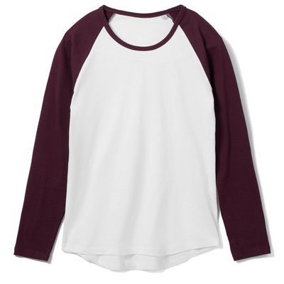 Футболка женская с длинным рукавом Milky LSL белая с бордовым, размер XXL