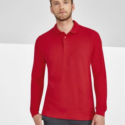 Рубашка поло мужская с длинным рукавом Winter II 210 ярко-синяя