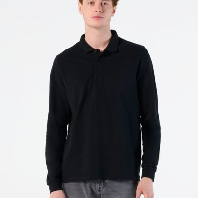 Рубашка поло мужская с длинным рукавом Winter II 210 ярко-синяя