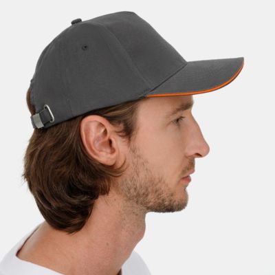 Бейсболка Long Beach, серая с оранжевым