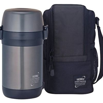 Термос из нерж.стали с пластиковыми контейнерами и ложкой тм THERMOS JLS-1601 Food 1.6L, серый