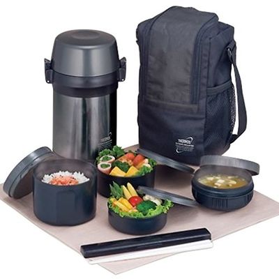 Термос из нерж.стали с пластиковыми контейнерами и ложкой тм THERMOS JLS-1601 Food 1.6L, серый