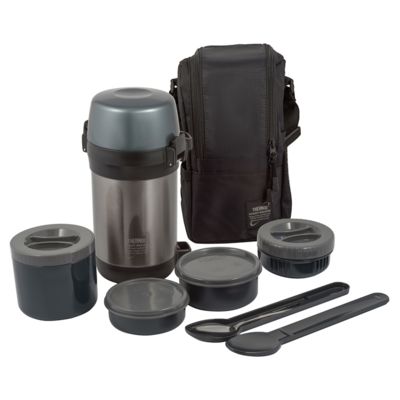 Термос из нерж.стали с пластиковыми контейнерами и ложкой тм THERMOS JLS-1601 Food 1.6L, серый