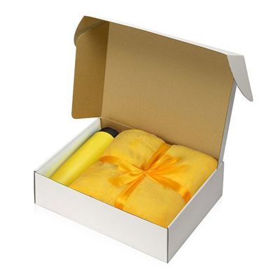 Подарочный набор с пледом, термокружкой Dreamy hygge, желтый