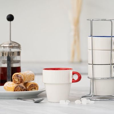 Набор из 4 кружек Inset с подставкой, синий