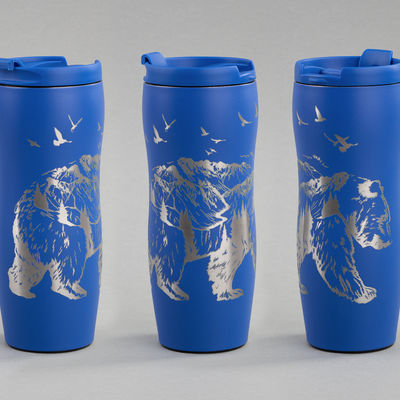 Термостакан "Монтана" 400 мл, покрытие пудра, цвет синий